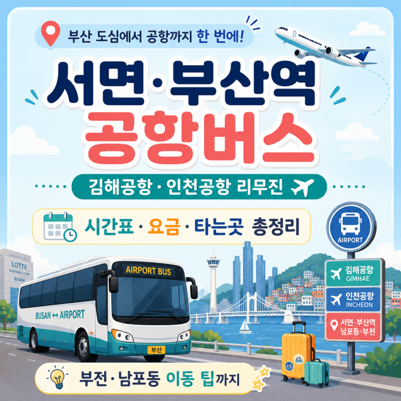 서면·부산역 공항버스, 김해공항·인천공항 리무진 시간표 요금｜부전·남포동 타는곳 정리