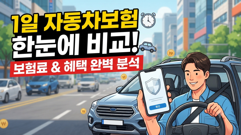 하루 운전할 때 필수! 원데이 자동차보험 가격 및 보험사별 차이점 비교