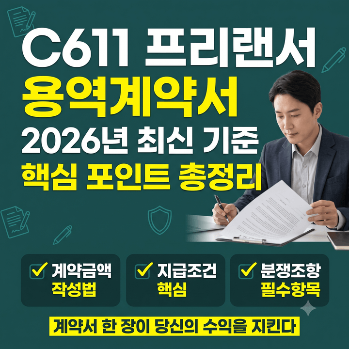 프리랜서 용역계약서 2026년 최신 기준, 계약금액·지급조건·분쟁조항 작성 시 놓치기 쉬운 ....