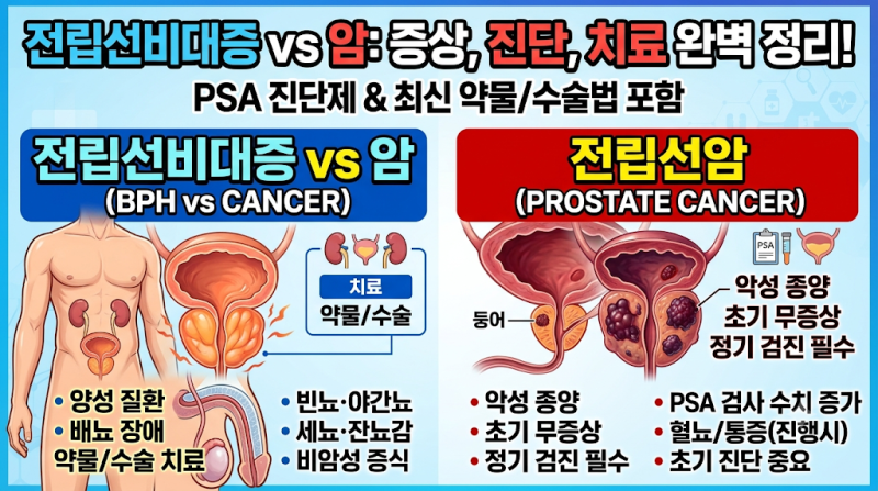 전립선비대증과 전립선암의 차이부터 증상, 진단, 약물 및 수술 치료법 완벽 정리