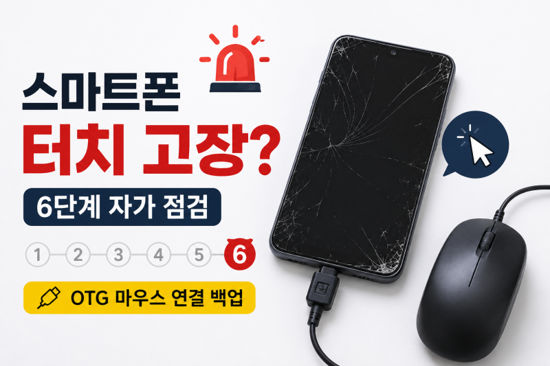 스마트폰 터치 고장(액정 파손·터치 먹통 등) 긴급 대처: 6단계 자가 점검 및 OTG 마우스 연결 ....