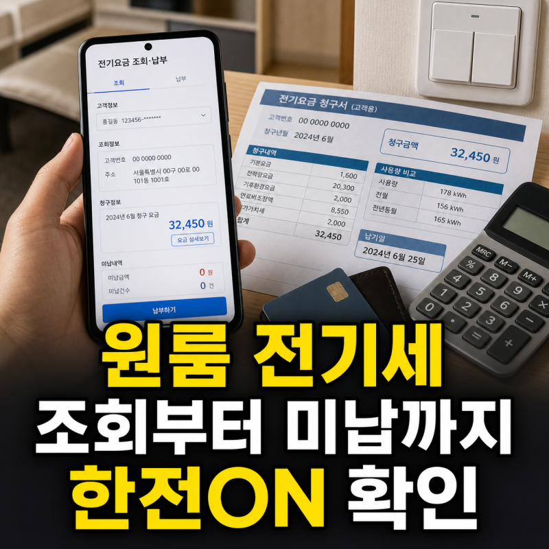 원룸 전기세 조회방법부터 납부 미납 확인까지 한전ON 정리
