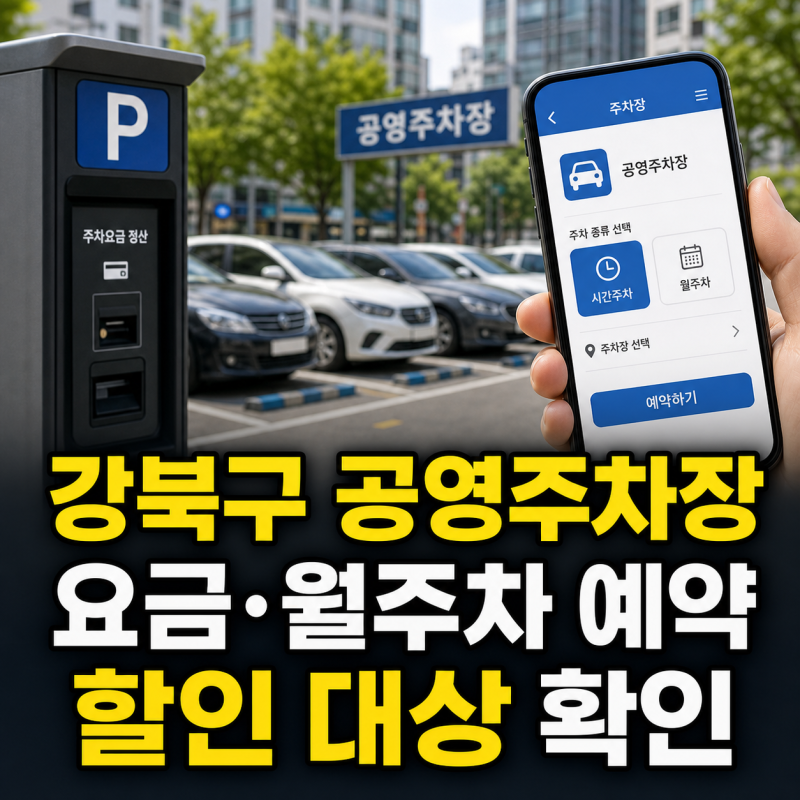 서울 강북구 공영주차장 요금과 월주차 예약 주말 임산부 다자녀 할인