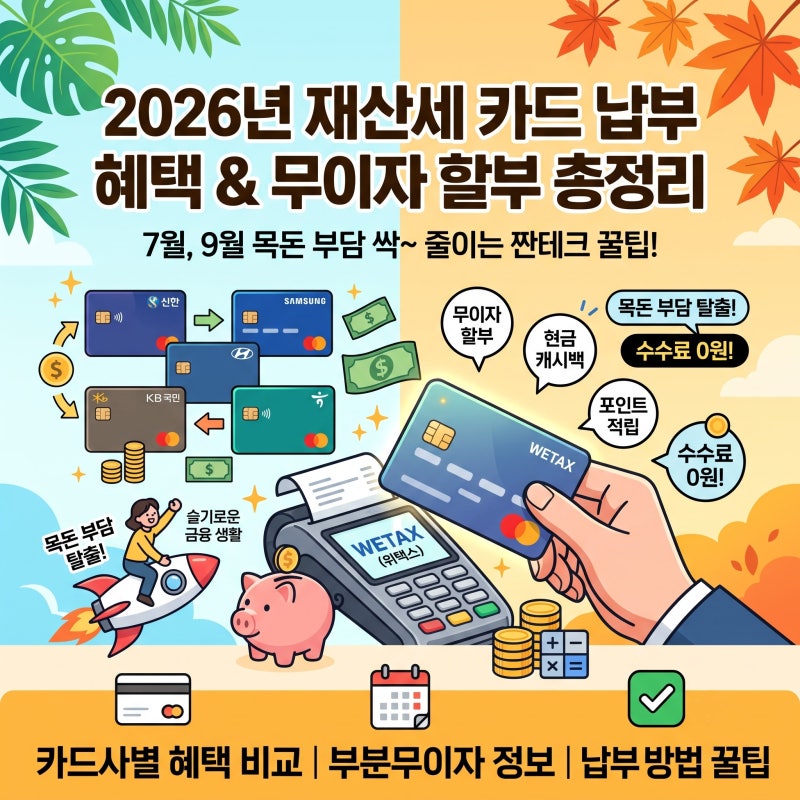 재산세 그냥 내면 손해! 금리비교 카드사별 캐시백 & 무이자 혜택 완벽 가이드