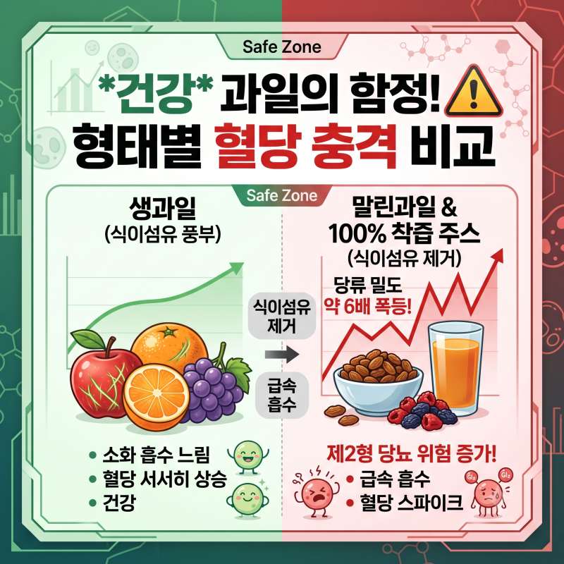 혈당 스파이크 막는 과일 섭취 가이드: 착즙주스 vs 생과일
