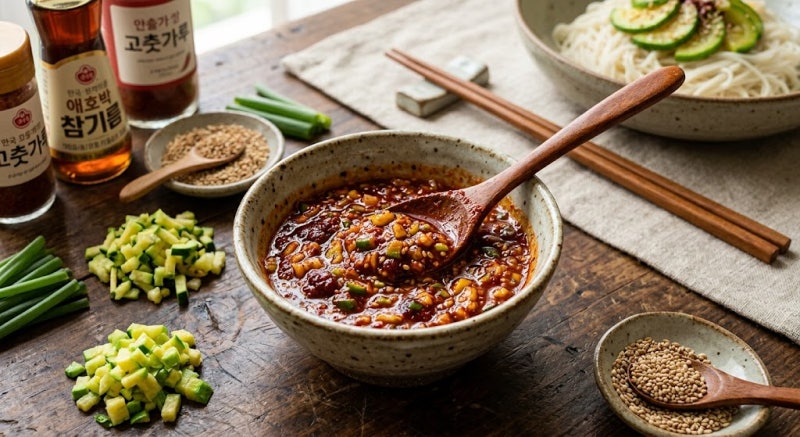 윤남노 셰프가 만든 애호박 비빔국수 양념장 레시피
