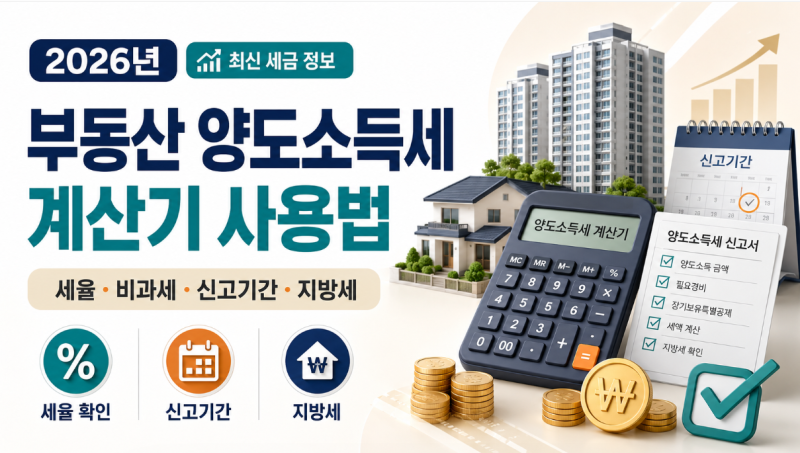 부동산 양도소득세 계산기 사용법(세율·면제 기준·신고방법·신고기간·지방세 총정리)