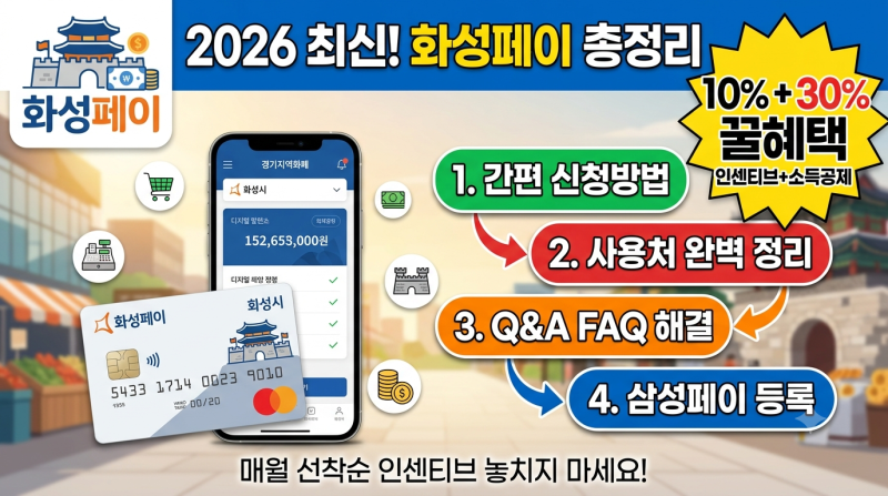 [2026] 화성페이 혜택 총정리: 10% 인센티브 + 30% 소득공제 신청방법 및 가맹점 찾기