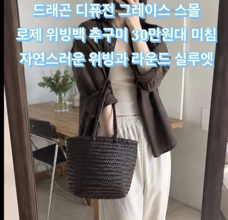 드래곤디퓨전 그레이스백 스몰 롱핸들 8813 30만원대 미침! 로제 pick 언니들의 위빙백 추구미