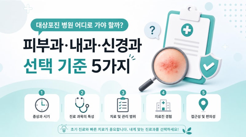 대상포진 병원 어디로 가야 할까? 피부과·내과·신경과 선택 기준 알려드립니다