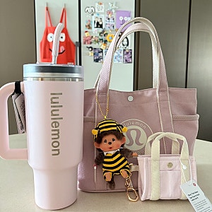룰루레몬 인설레이티트 텀블러 40oz 핑크 / 데일리 멀티 포켓 미니 캔버스 토트백 6.5L