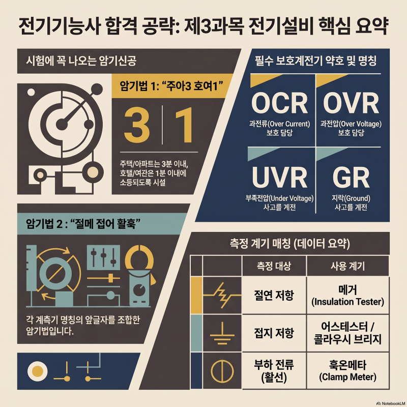 [전기기능사 필기 14편] 시험에 무조건 나오는 소등 시간과 측정계기! 3과목 전기설비: 타임스....