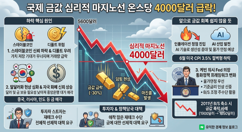 [금값 폭락 이유] 온스당 4000달러 무너진 국제 금시세, 앞으로 회복 가능할까?
