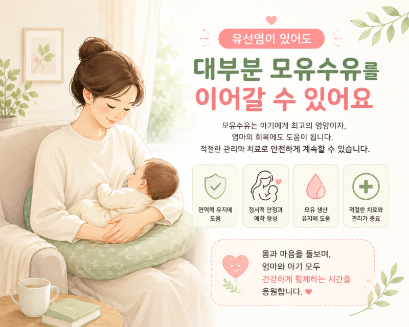 유선염이 생겼는데 모유수유를 계속해도 될까요?