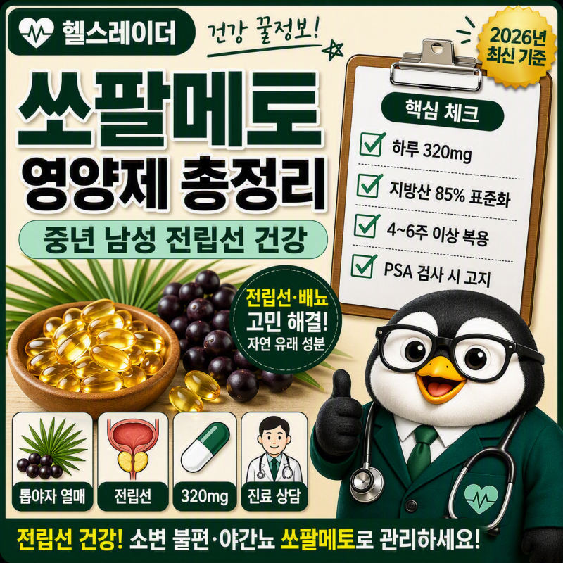 쏘팔메토 영양제 총정리 (전립선·효능·용량·부작용·근거)