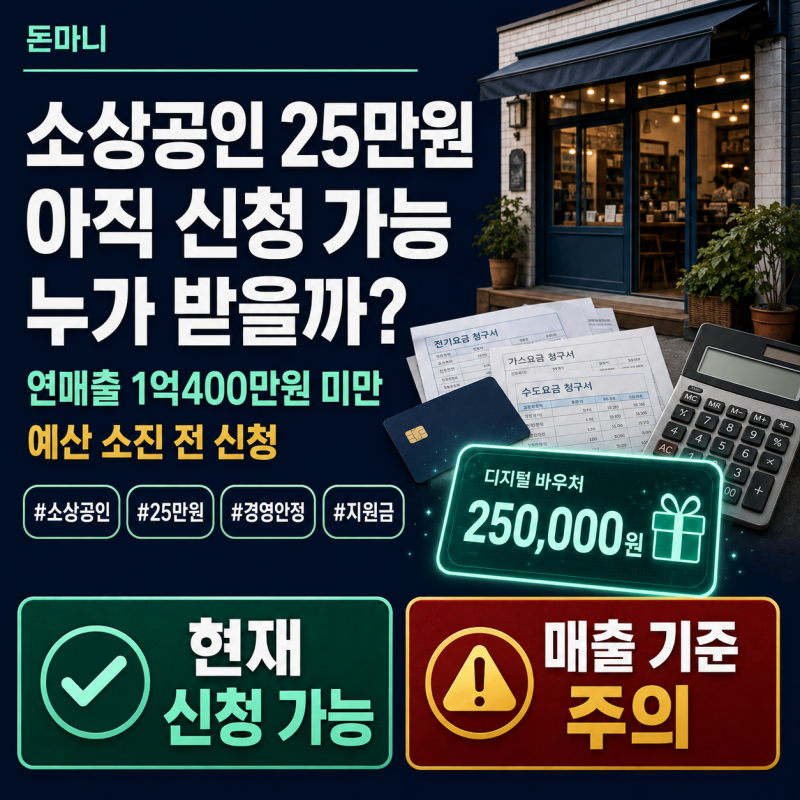 소상공인 25만원 경영안정바우처, 아직 신청 가능…매출 1억400만원 넘으면 바로 탈락할까?