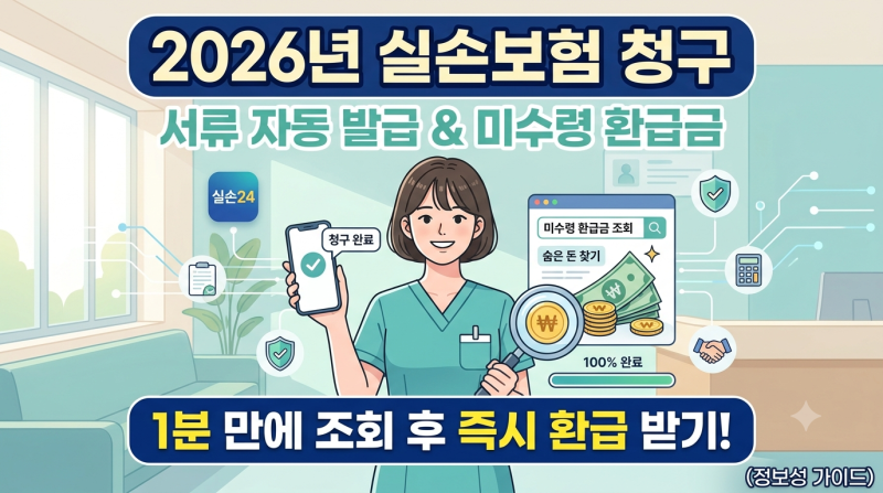 2026년 실손보험 청구, 서류 자동 발급&미수령 환급금(++1분 만에 조회 후 즉시 환급 받기!)