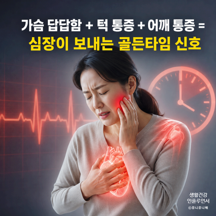 가슴답답함과 턱통증 동반하는 왼쪽 어깨 통증 원인, 심장 전조증상일 수도?