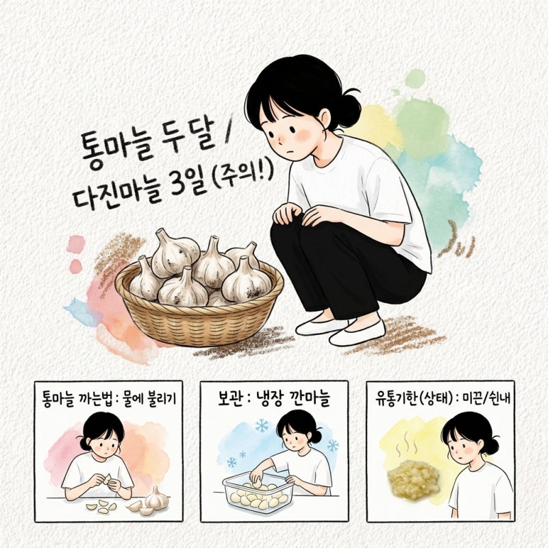 다진마늘 3일 통마늘 두 달, 마늘 보관법 냉동보관 유통기한이 갈리는 지점과 까는법 효능 꿀....