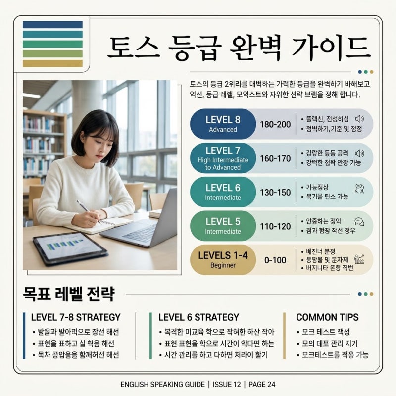 토익스피킹 레벨 등급표 총정리 및 취업 목표 점수 가이드