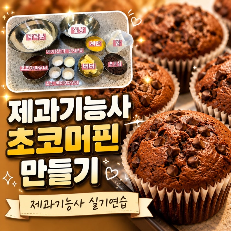제과기능사 실기 초코머핀(초코컵케이크) 만들기｜시험 대비 기록용 레시피 & 꿀팁