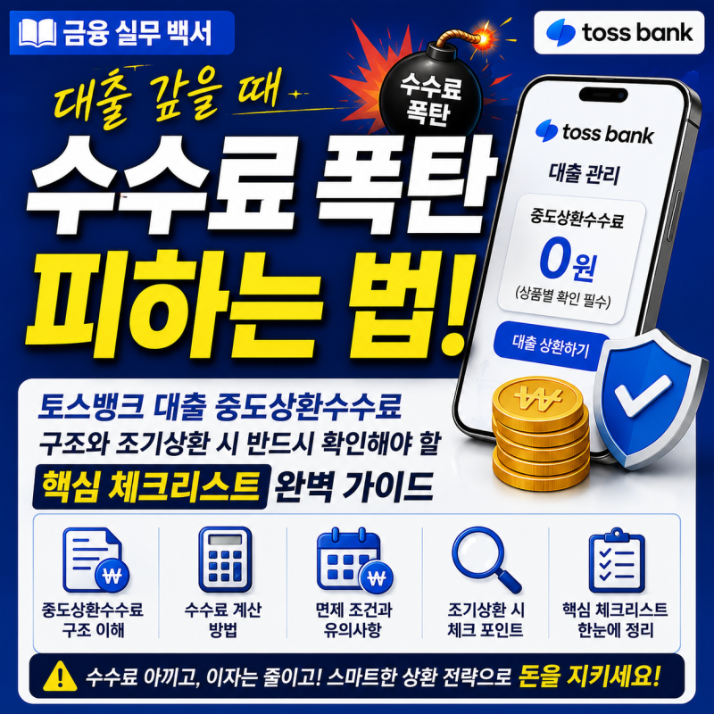 [금융 실무 백서] 대출 갚을 때 수수료 폭탄 피하는 법! '토스뱅크 대출 중도상환수수료 구조....