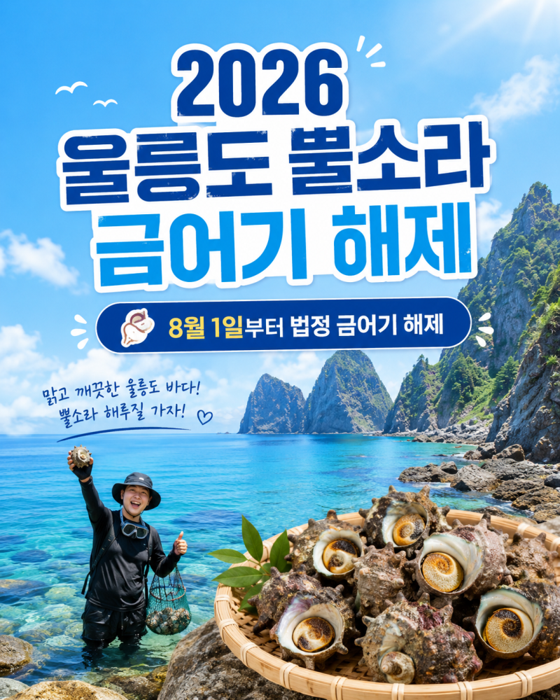 울릉도·독도 뿔소라 금어기 해제, 8월부터 채취할 때 꼭 확인할 것