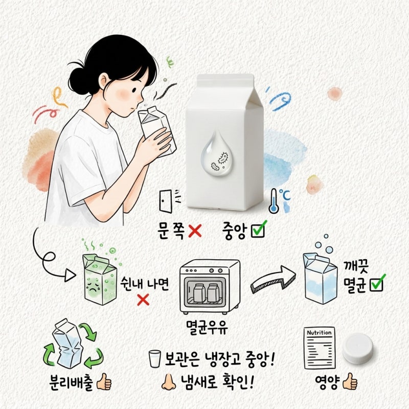 우유는 문 쪽에 두면 소비기한이 줄어드는데 멸균우유 차이 보관법 유통기한과 상했는지 확....