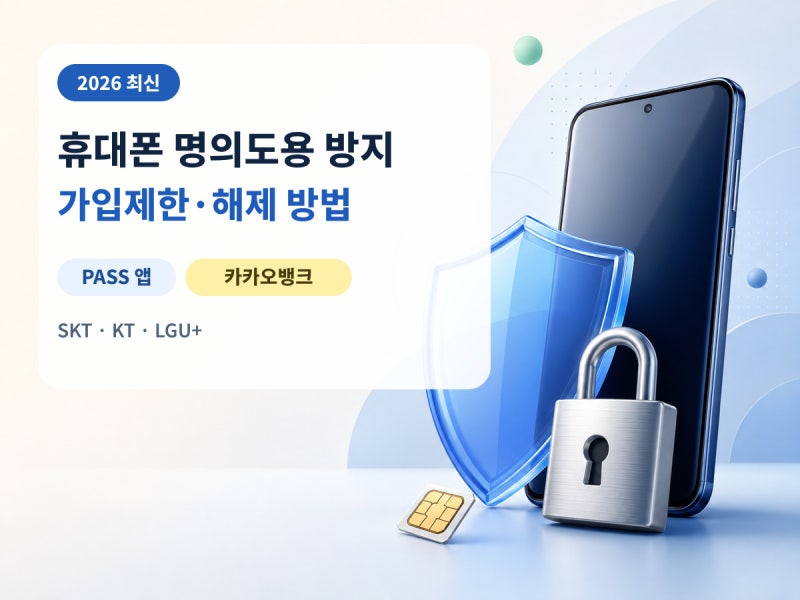 2026 명의도용방지 휴대폰 통신회사 가입제한·해제 방법｜PASS·카카오뱅크(SKT·KT·LGU+)