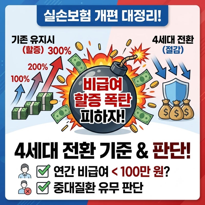 실손보험 개편 총정리: 비급여 할증 폭탄 피하는 4세대 전환 기준