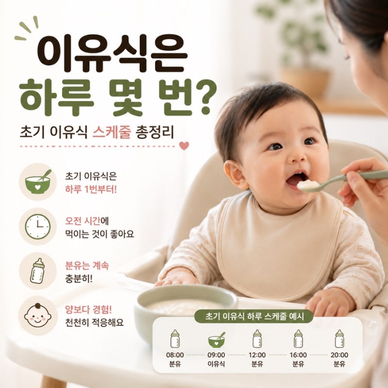 [육아] 이유식은 하루 몇 번 먹일까요? / 초기 이유식 스케줄 총정리