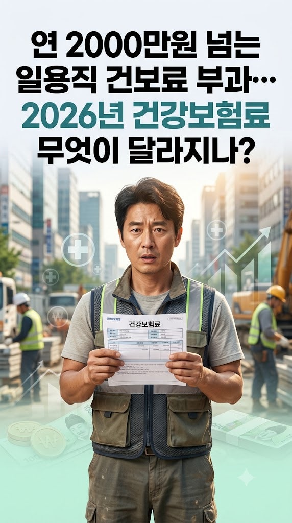 연 2000만원 넘는 일용직 건보료 부과… 2026년 건강보험료 무엇이 달라지나?