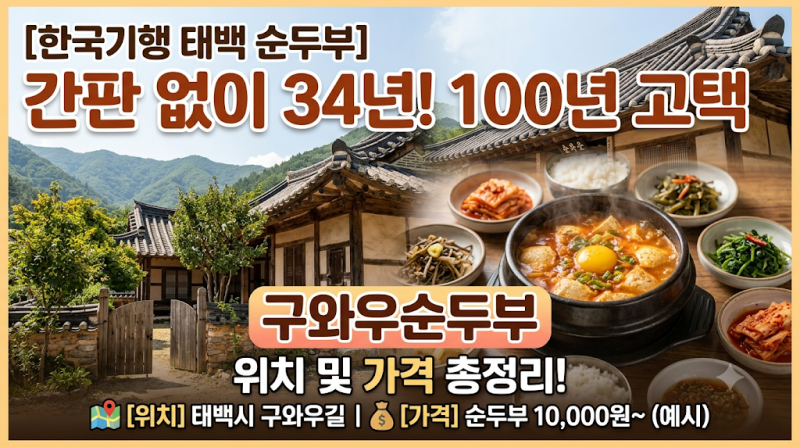 [한국기행 태백 순두부] 간판 없이 34년! 100년 고택 '구와우순두부' 위치 및 가격