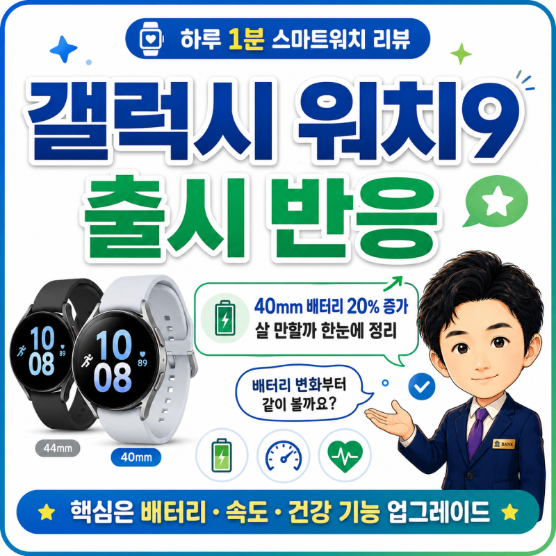 갤럭시 워치9 출시 반응, 40mm 배터리 20% 늘었는데 살 만할까?