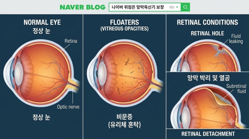 눈 비문증 증상과 망막열공 레이저 치료: 비문증 망막박리 차이와 대처법