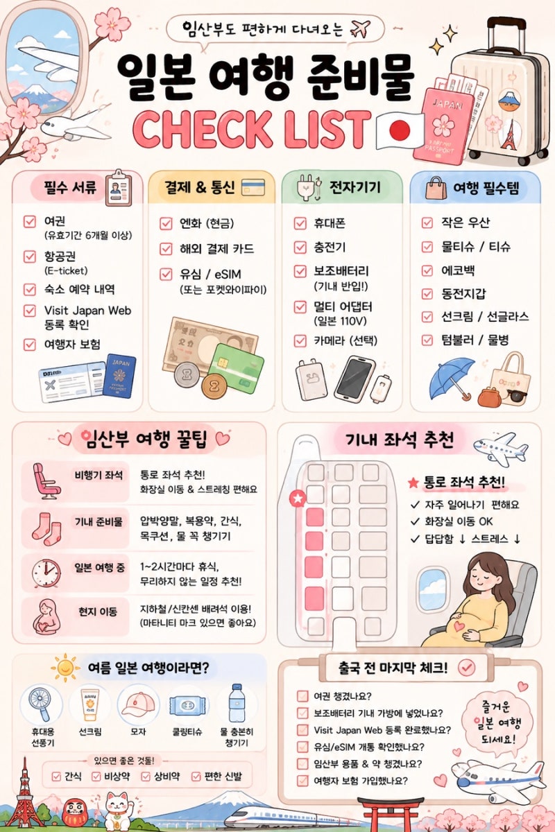 8월 여름 일본 후쿠오카 태교여행 준비물, 체크리스트 총정리 | 김해공항 에어부산 임산부 교....