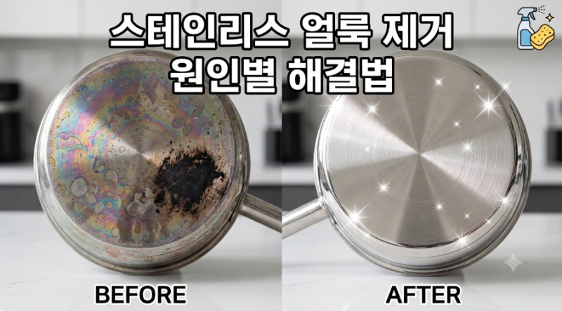 스테인리스 얼룩 제거 완벽 가이드: 무지개 물때부터 탄 자국까지 원인별 해결법