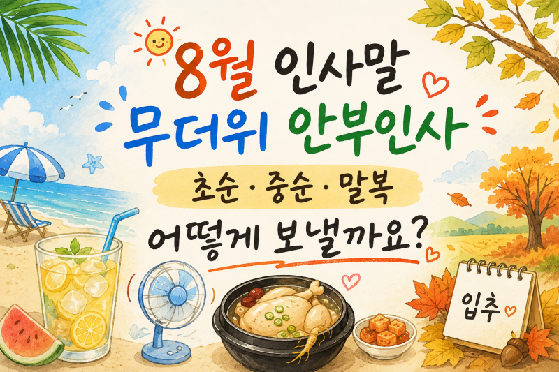 8월인사말 무더위 안부인사 초순 중순 말복 어떻게 보낼까요?