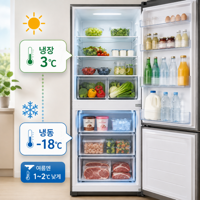 냉장고 적정 온도와 냉동실 온도, 계절별 설정 방법