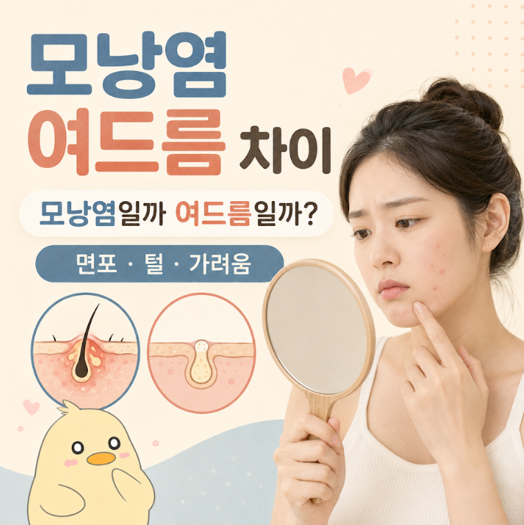 모낭염 여드름 차이, 면포·털·가려움으로 구분하는 법