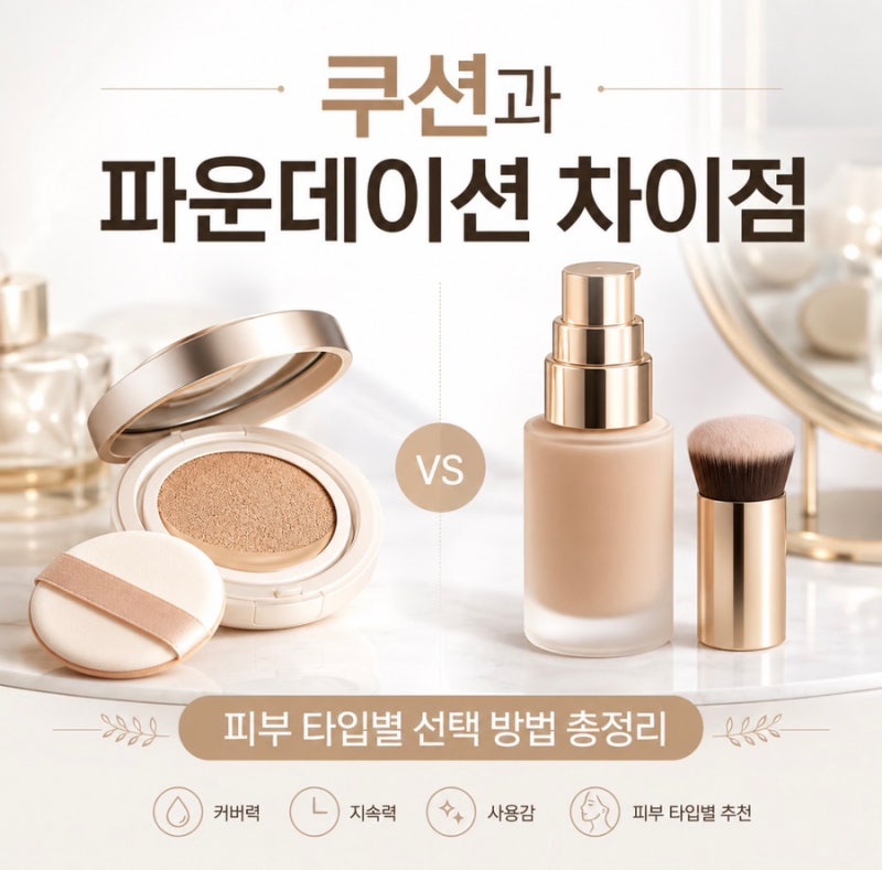 쿠션과 파운데이션 차이점 피부 타입별 선택 방법 총정리