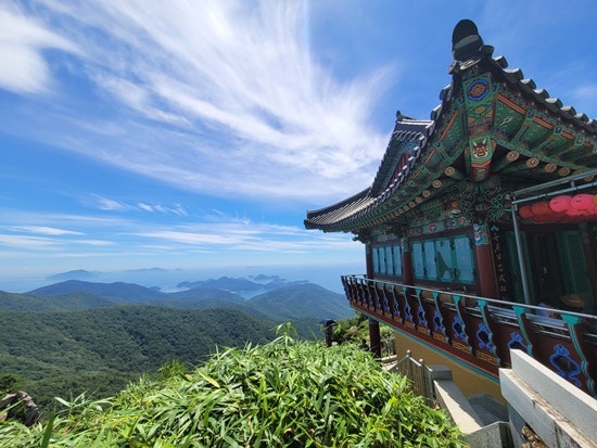경남 남해여행 상주면 금산 오션뷰 사찰 보리암. 남해가볼만한곳 국내 3대 기도처 금산 보리....
