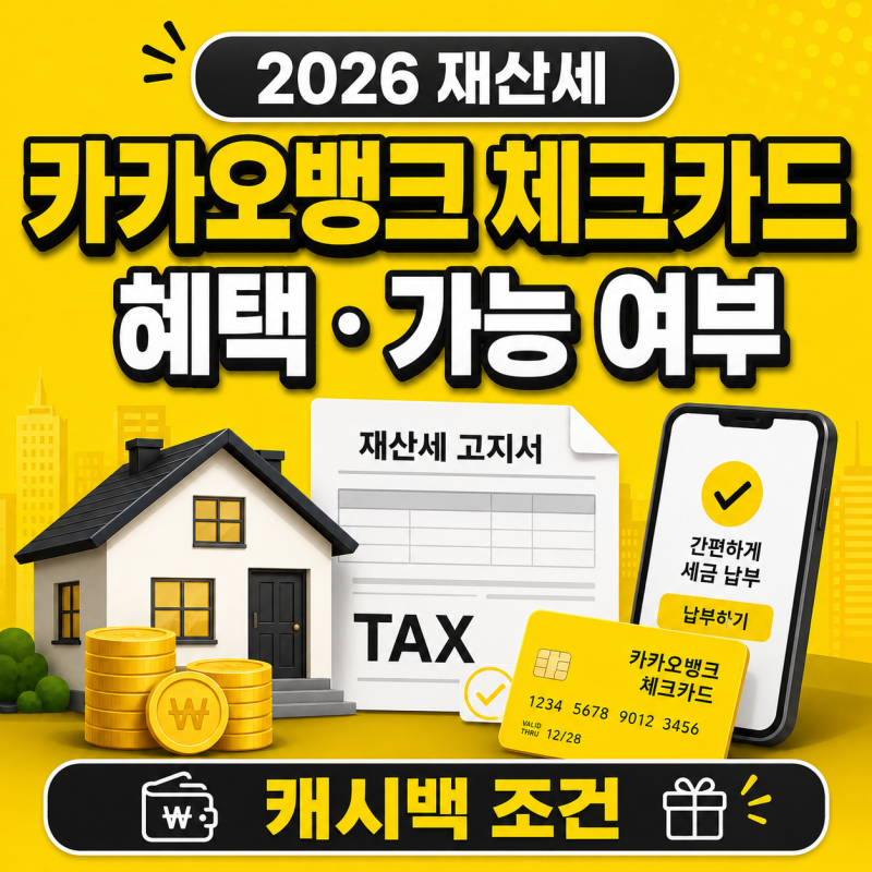 2026 카카오뱅크 체크카드 재산세 납부 혜택 및 가능 여부 캐시백 조건