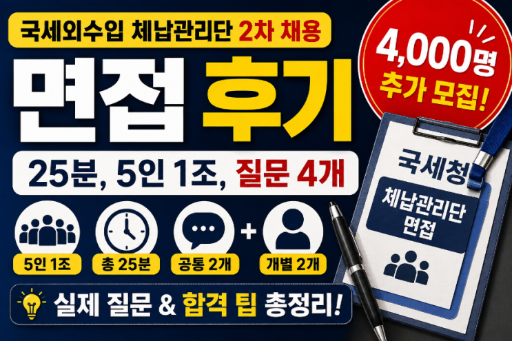 "25분, 5인 1조, 질문 4개 — 국세외수입 <b>체납관리단</b> 면접 이렇게 봤습....
