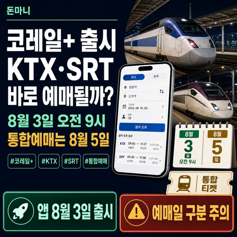 코레일+ 8월 3일 출시, KTX·SRT 바로 통합예매할 수 있을까?