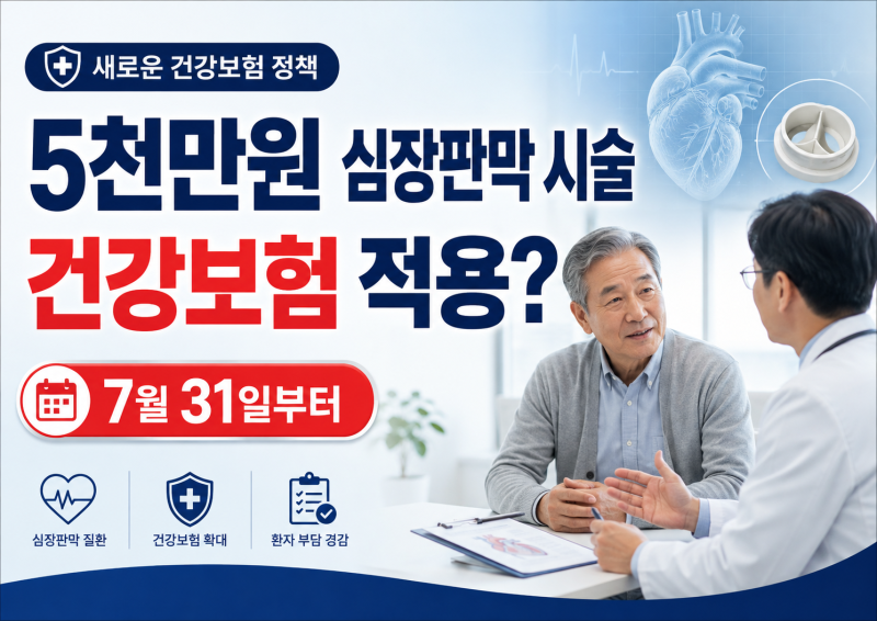 5천만원 심장판막 시술, 건강보험 적용되면 140만원? 대상·조건 총정리