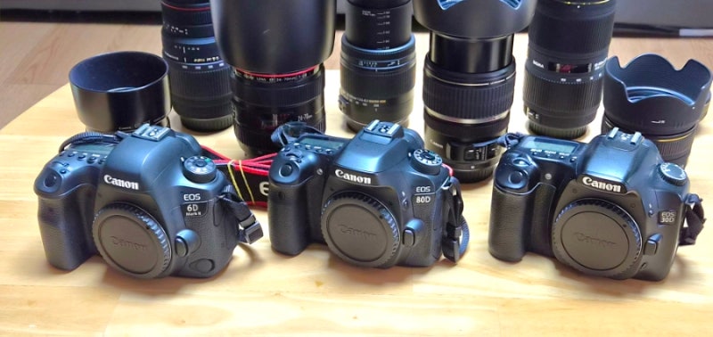 카메라와 렌즈 정리. 캐논 DSLR 카메라 6Dmark2 80D 30D EF렌즈 EFS렌즈