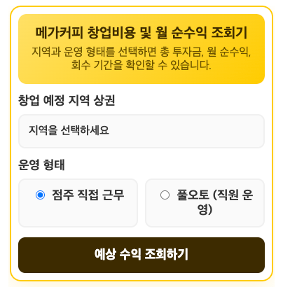 메가커피 창업비용과 월 순수익, 직접 일하면 400만 원 더 남는 이유