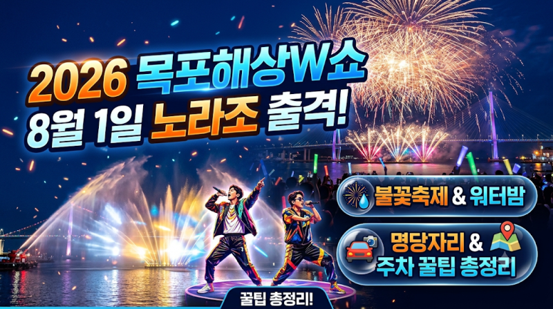 2026 목포해상W쇼 8월 1일 노라조 출격! 워터밤 & 불꽃축제 명당·주차 총정리