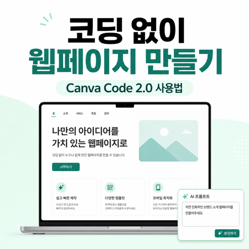 Canva Code 2.0 사용법, 코딩 없이 무료 웹페이지 만들기